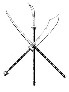image of crossed polearms
